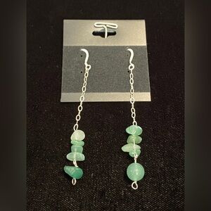 Green Aventurine Sterling Silver Drop Dangle Handmade Earrings 925 Women’s